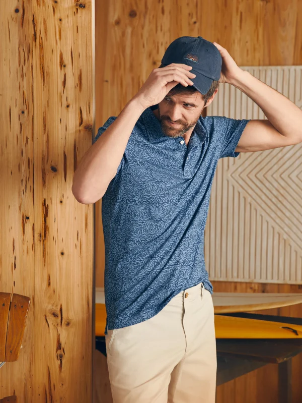 Polo Shirts | Faherty Brand Movement™ Short-Sleeve Pique Polo Shirt - Horizon Blue Frond Print