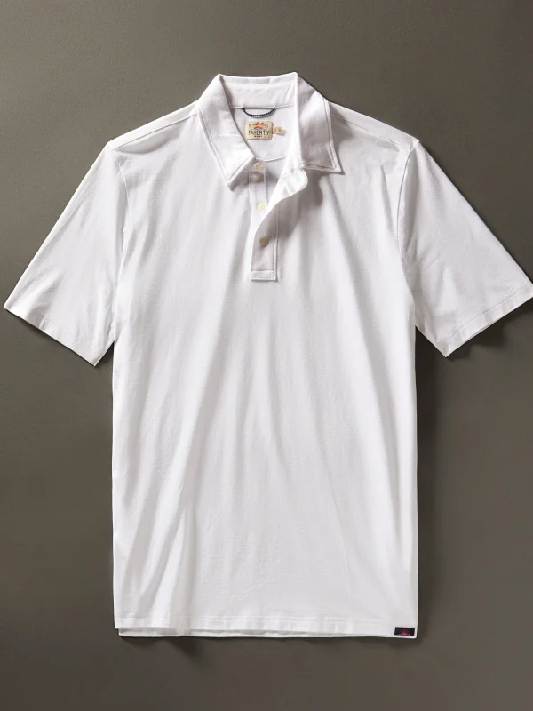 Polo Shirts | Faherty Brand Movement™ Short-Sleeve Pique Polo Shirt - Pure White