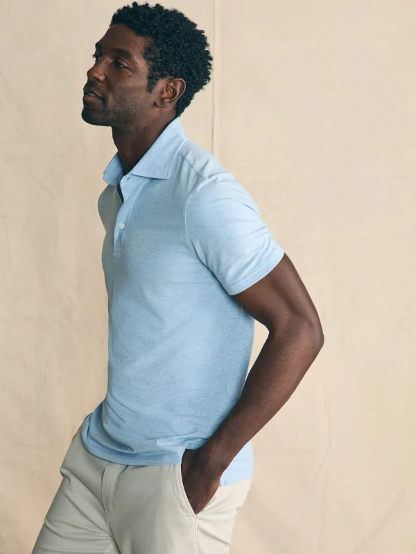 Polo Shirts | T-Shirts & Henleys | Faherty Brand Movement™ Short-Sleeve Polo Shirt (Tall) - Cardiff Blue Heather