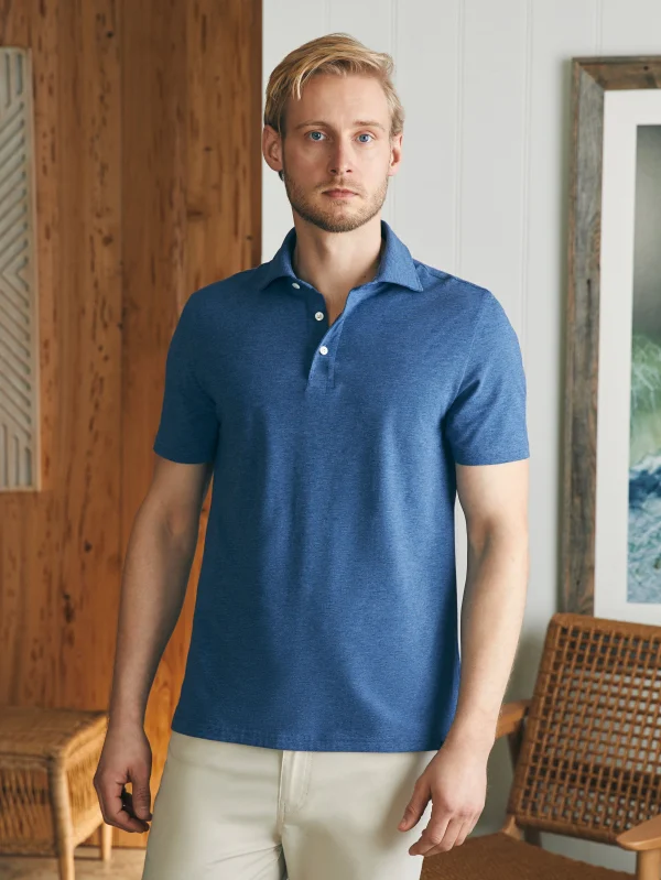 Polo Shirts | Faherty Brand Movement™ Short-Sleeve Polo Shirt (Tall) - Sea Navy Heather