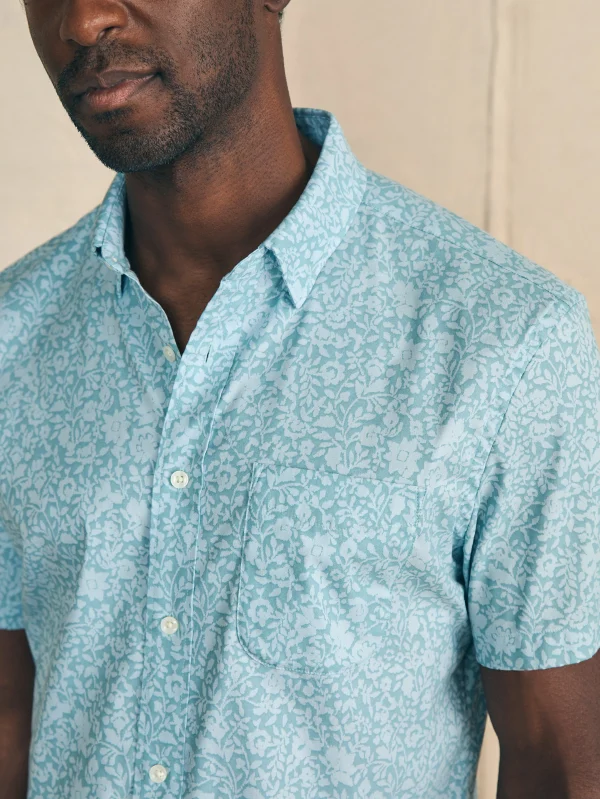 Shirts | Faherty Brand Movement™ Short-Sleeve Shirt - Blue Wave Botanic