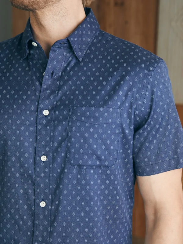 Shirts | Faherty Brand Movement™ Short-Sleeve Shirt (Tall) - Navy Dusk Diamond Print