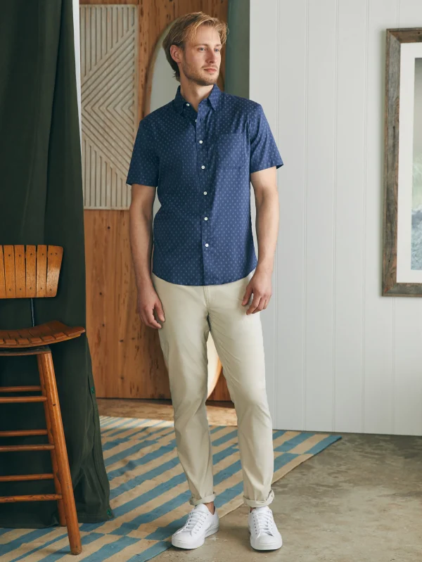 Shirts | Faherty Brand Movement™ Short-Sleeve Shirt (Tall) - Navy Dusk Diamond Print