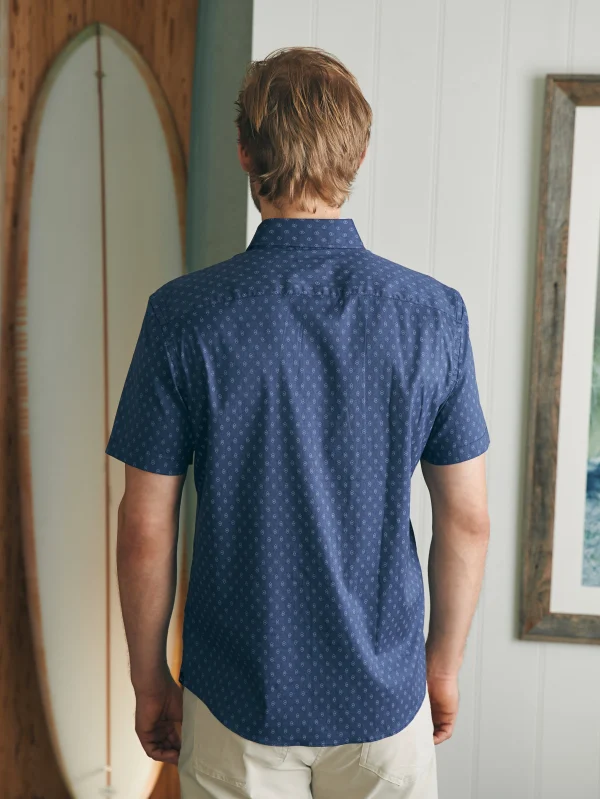 Shirts | Faherty Brand Movement™ Short-Sleeve Shirt (Tall) - Navy Dusk Diamond Print