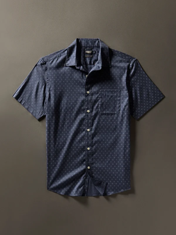 Shirts | Faherty Brand Movement™ Short-Sleeve Shirt (Tall) - Navy Dusk Diamond Print