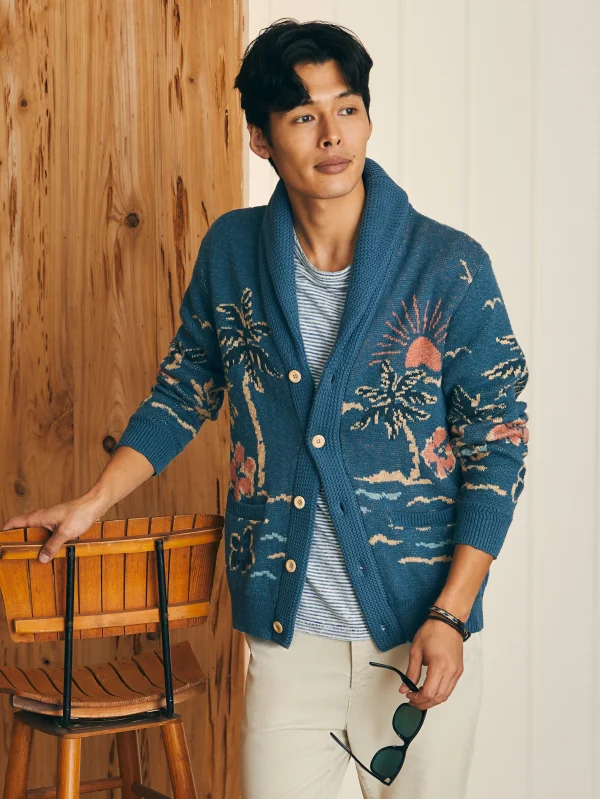 Sweaters | Faherty Brand Offshore Swell Cardigan - Aqua Sea