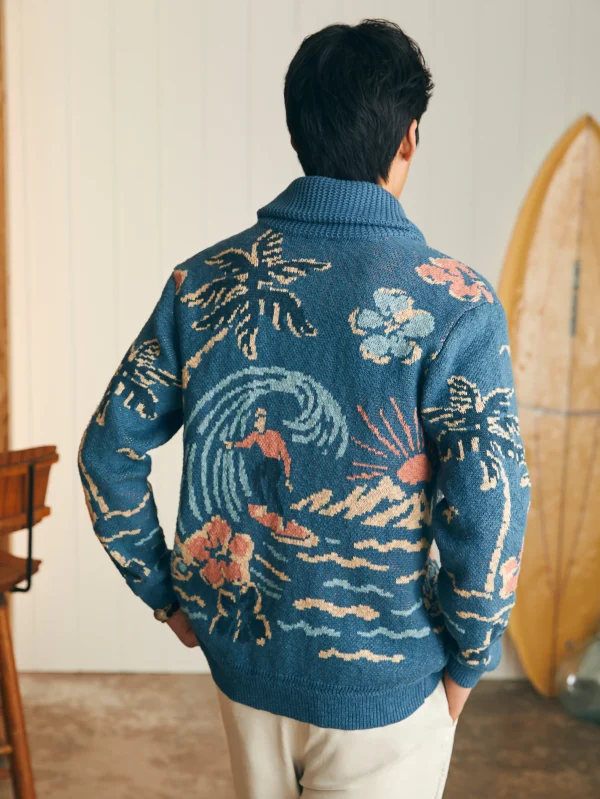 Sweaters | Faherty Brand Offshore Swell Cardigan - Aqua Sea