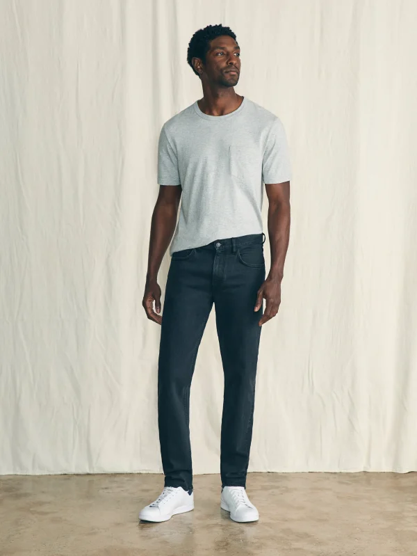 Pants | Faherty Brand Organic Cotton Slim Straight Denim (32" Inseam) - Black Smoke Wash