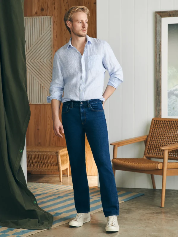 Pants | Faherty Brand Organic Cotton Slim Straight Denim (32" Inseam) - Cove Point Wash