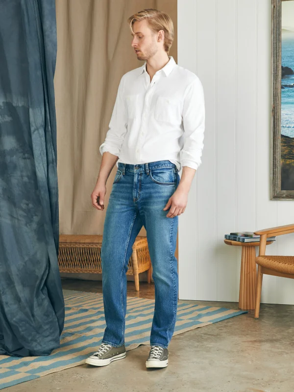 Pants | Faherty Brand Organic Cotton Slim Straight Denim (32" Inseam) - East Lake Wash