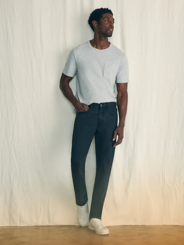 Pants | Faherty Brand Organic Cotton Slim Straight Denim (32" Inseam) - Black Smoke Wash