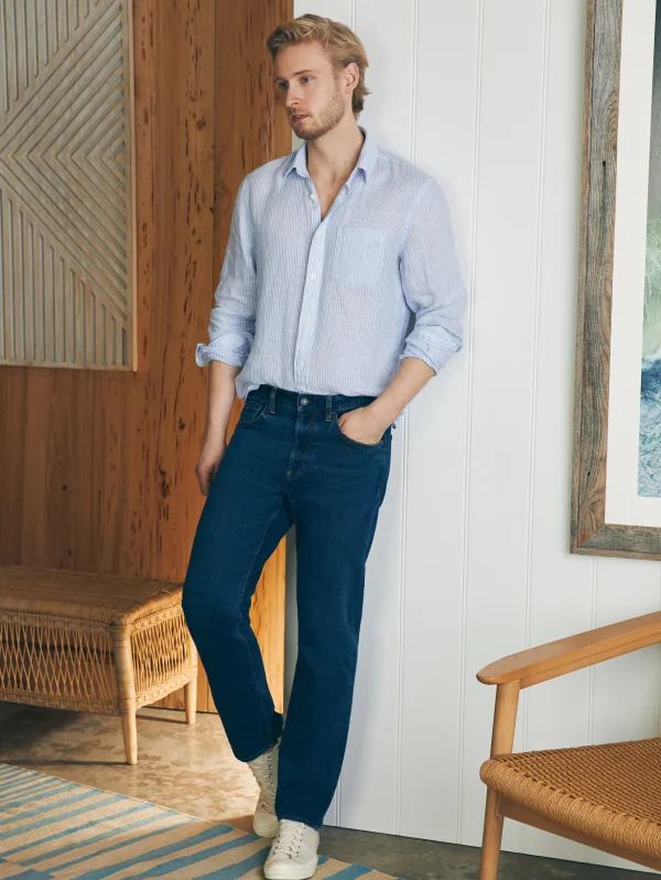 Pants | Faherty Brand Organic Cotton Slim Straight Denim (32" Inseam) - Cove Point Wash