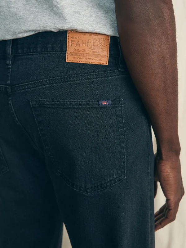 Pants | Faherty Brand Organic Cotton Slim Straight Denim (32" Inseam) - Black Smoke Wash