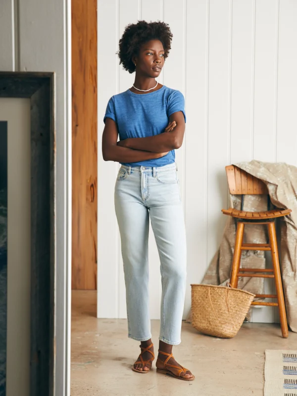 Pants | Jeans | Faherty Brand Organic Cotton Slim Straight Ankle Denim - Cloudbreak Wash