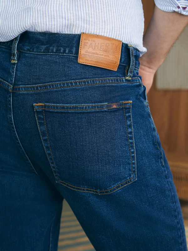 Pants | Faherty Brand Organic Cotton Slim Straight Denim (32" Inseam) - Cove Point Wash