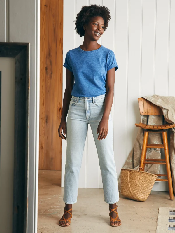 Pants | Jeans | Faherty Brand Organic Cotton Slim Straight Ankle Denim - Cloudbreak Wash