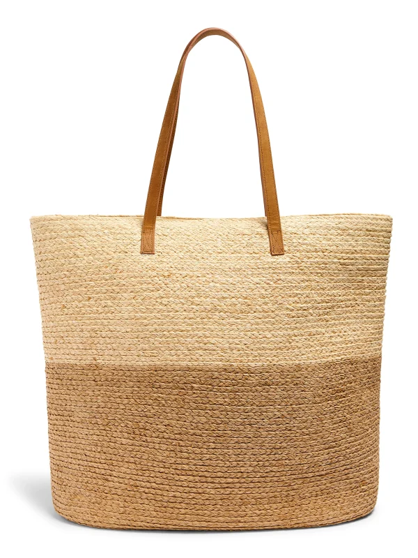 Swim | Bags | Faherty Brand Raffia Colorblock Tote - Natural