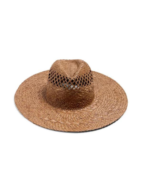 Swim | Hats | Faherty Brand Raffia Mixed Stitch Fedora - Dark Brown