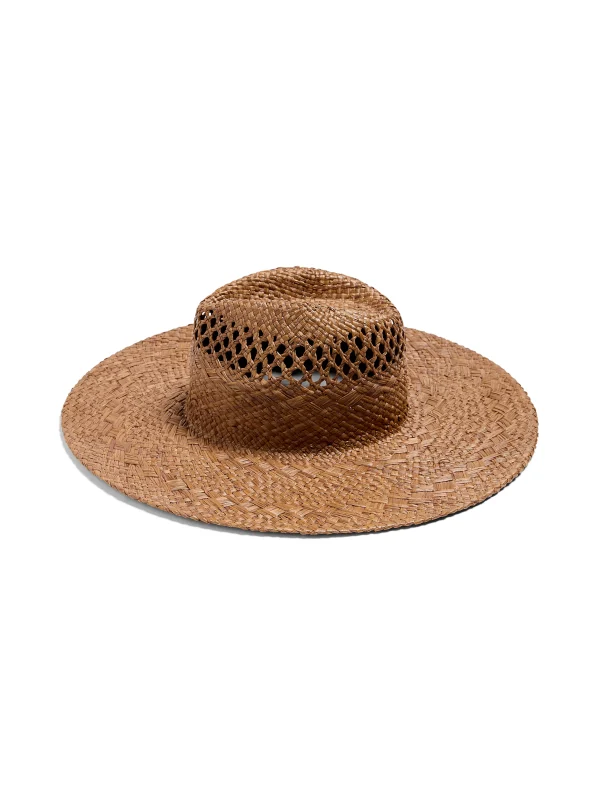 Swim | Hats | Faherty Brand Raffia Mixed Stitch Fedora - Dark Brown