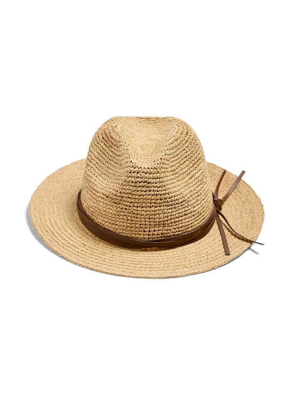 Swim | Faherty Brand Raffia Trim Crochet Fedora - Natural