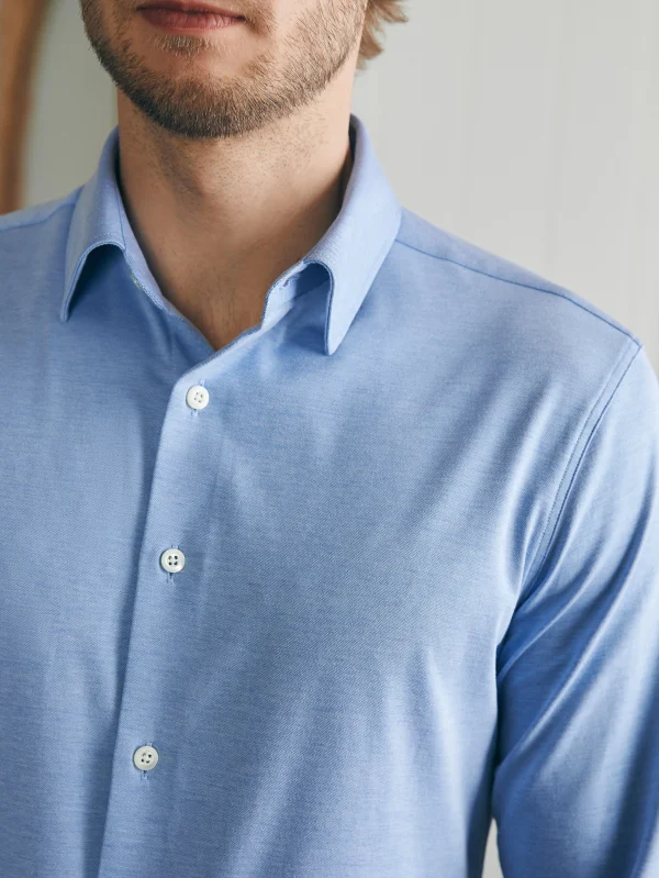 Shirts | Faherty Brand Reserve Knit Shirt - Lake Blue Melange