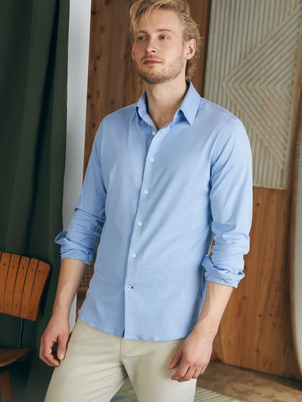 Shirts | Faherty Brand Reserve Knit Shirt - Lake Blue Melange