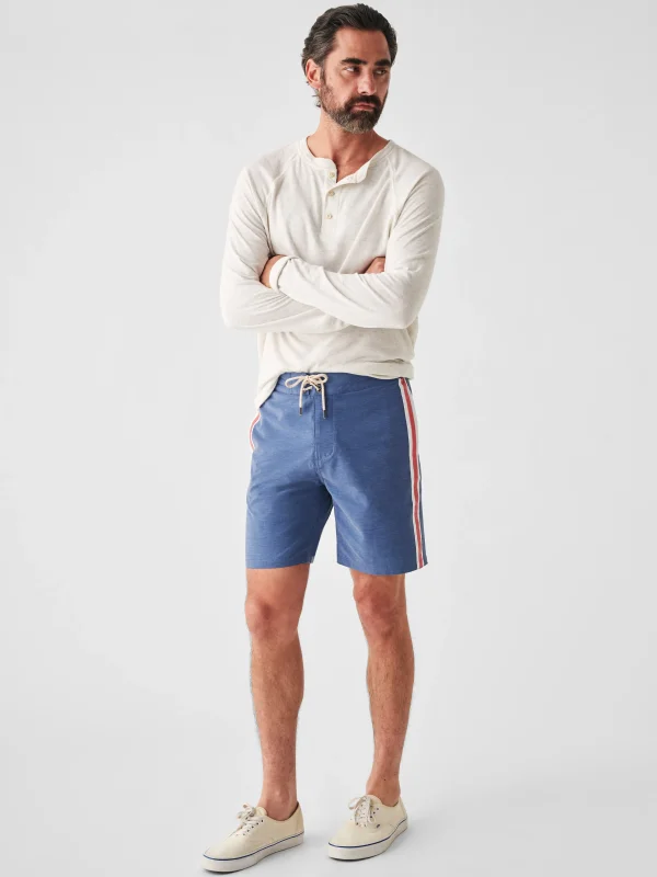 Swim | Faherty Brand Retro Surf Stripe Boardshort (7" Inseam) - Blue Red Stripe