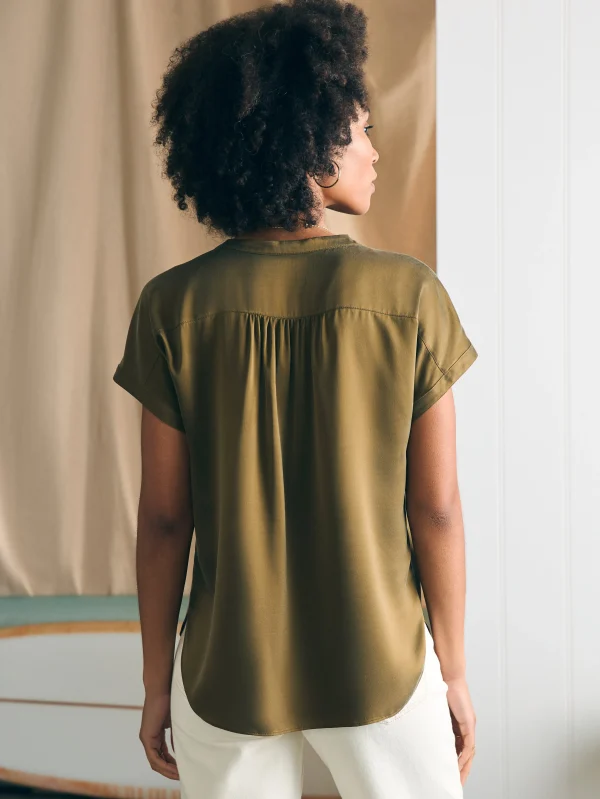 Shirts & Tops | Faherty Brand Sandwashed Silk Desmond Top - Military Olive