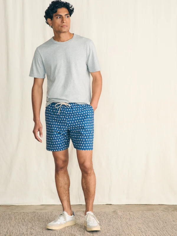 Swim | Faherty Brand Shorelite Active Swim Short (7" Inseam) - Navy Block Palm