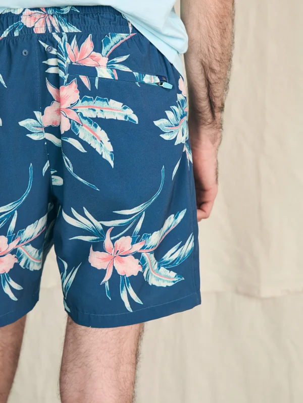 Swim | Faherty Brand Shorelite Active Swim Short (7" Inseam) - Navy Island Orchid