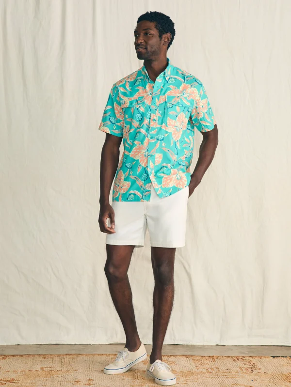 Shirts | Faherty Brand Shorelite Short-Sleeve Tech Shirt - Teal Geranium Floral