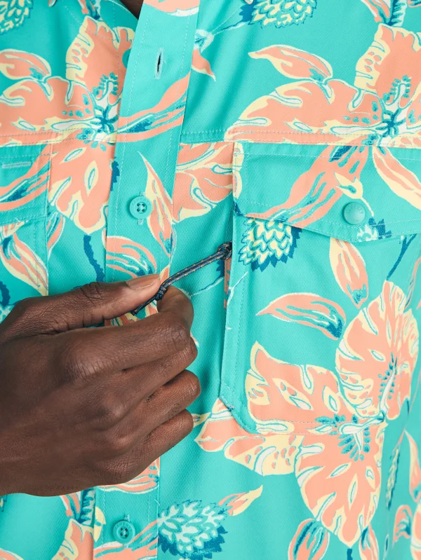 Shirts | Faherty Brand Shorelite Short-Sleeve Tech Shirt - Teal Geranium Floral