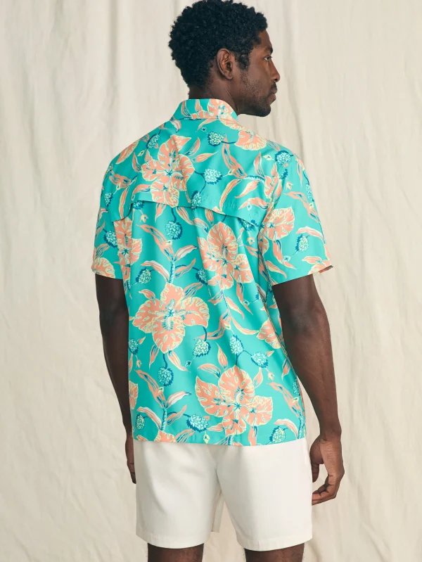 Shirts | Faherty Brand Shorelite Short-Sleeve Tech Shirt - Teal Geranium Floral