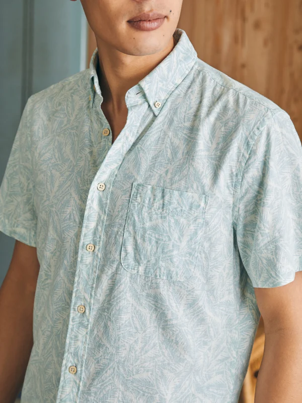 Shirts | Faherty Brand Short-Sleeve Breeze Shirt - Teal Jungle Leaf Print