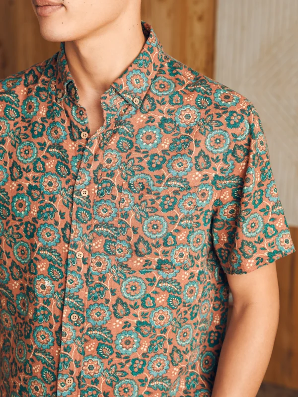 Shirts | Faherty Brand Short-Sleeve Breeze Shirt - Rose Turquoise Blossom