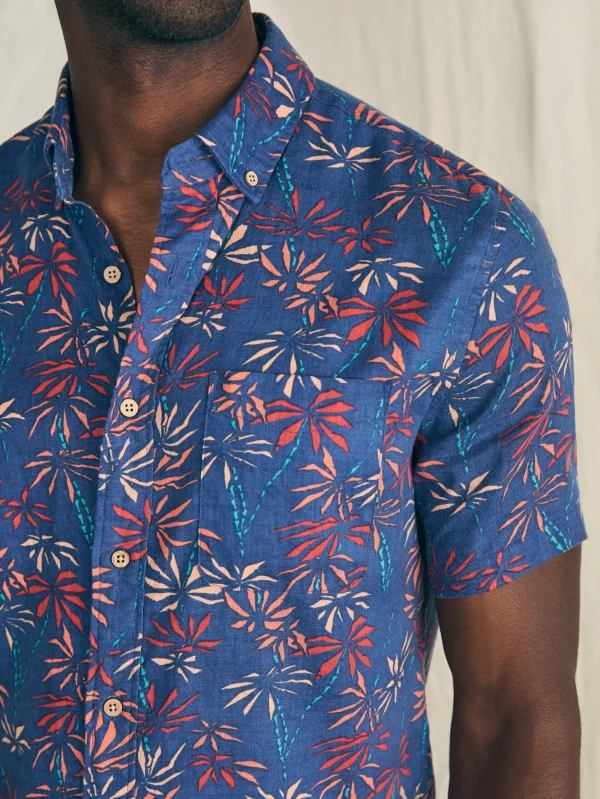 Shirts | Faherty Brand Short-Sleeve Breeze Shirt - Navy Tide Bamboo