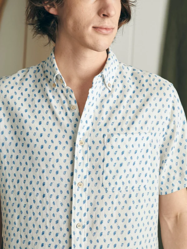 Shirts | Faherty Brand Short-Sleeve Breeze Shirt - Blue Palm Foliage