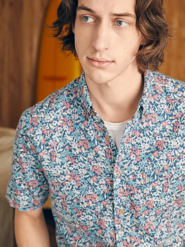 Shirts | Faherty Brand Short-Sleeve Breeze Shirt - Seafoam Beach Blossom