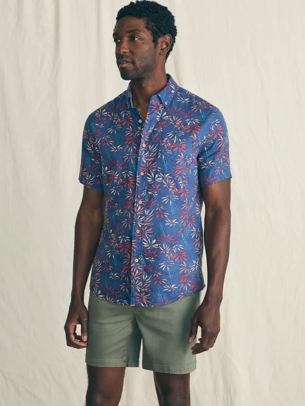 Shirts | Faherty Brand Short-Sleeve Breeze Shirt - Navy Tide Bamboo