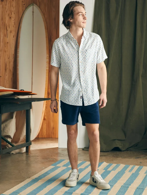 Shirts | Faherty Brand Short-Sleeve Breeze Shirt - Blue Palm Foliage