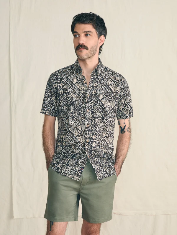 Shirts | Faherty Brand Short-Sleeve Breeze Shirt - Black Kaula