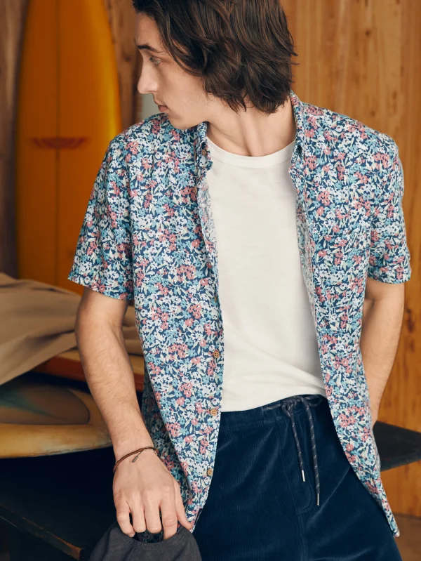 Shirts | Faherty Brand Short-Sleeve Breeze Shirt - Seafoam Beach Blossom