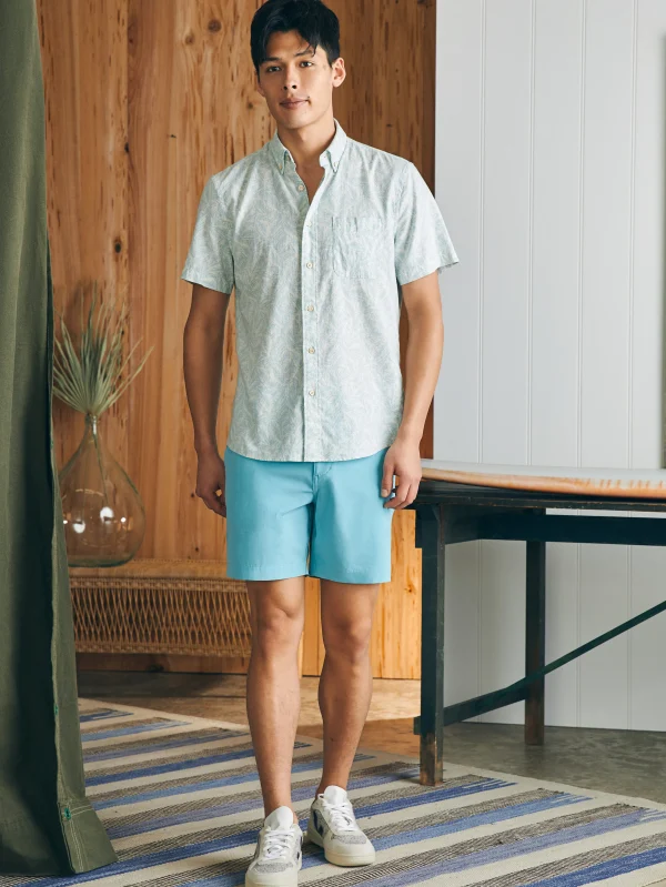 Shirts | Faherty Brand Short-Sleeve Breeze Shirt - Teal Jungle Leaf Print