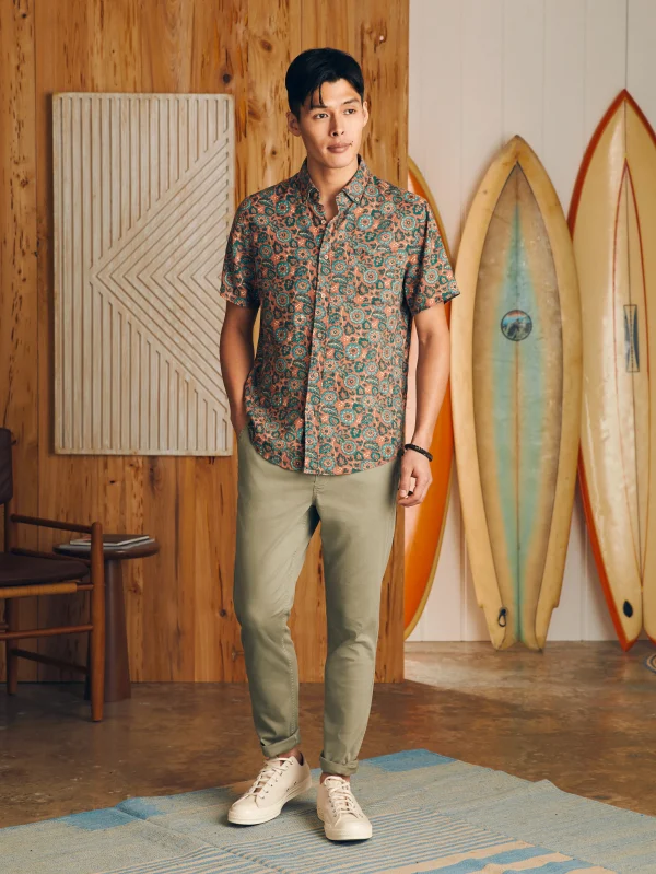 Shirts | Faherty Brand Short-Sleeve Breeze Shirt - Rose Turquoise Blossom