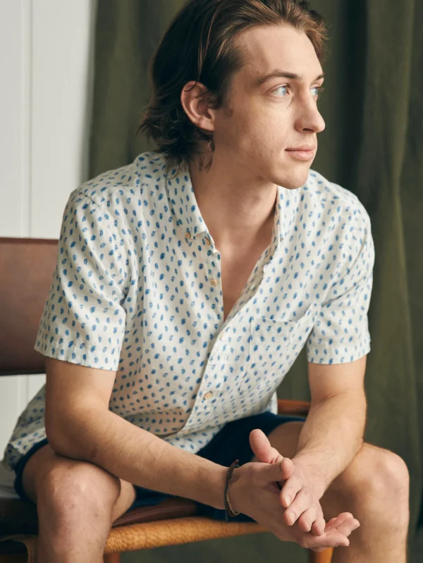 Shirts | Faherty Brand Short-Sleeve Breeze Shirt - Blue Palm Foliage