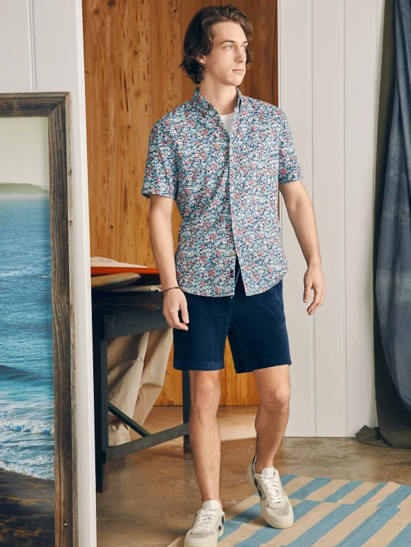 Shirts | Faherty Brand Short-Sleeve Breeze Shirt - Seafoam Beach Blossom