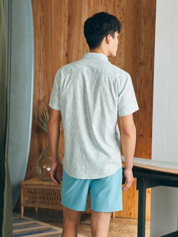 Shirts | Faherty Brand Short-Sleeve Breeze Shirt - Teal Jungle Leaf Print