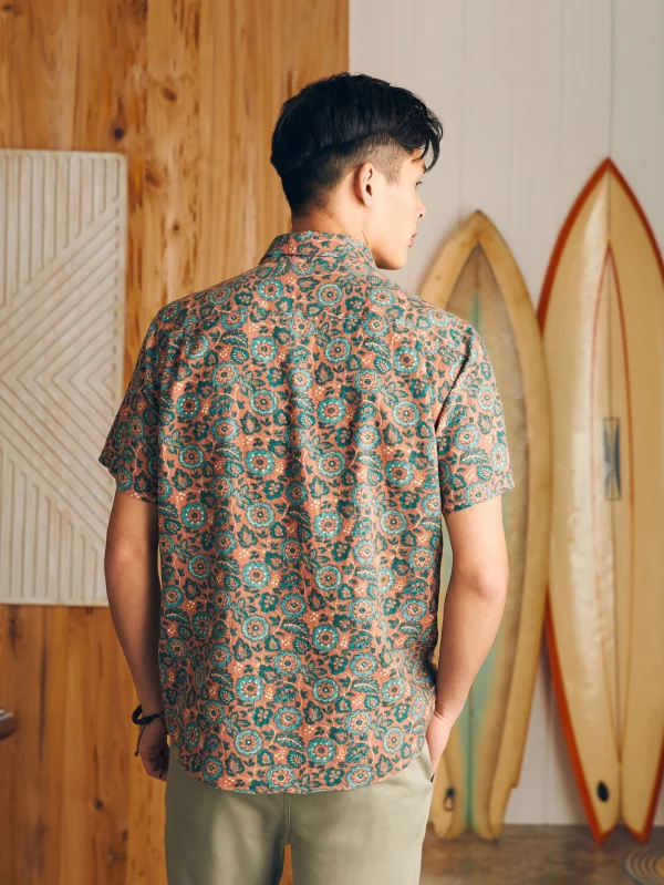 Shirts | Faherty Brand Short-Sleeve Breeze Shirt - Rose Turquoise Blossom