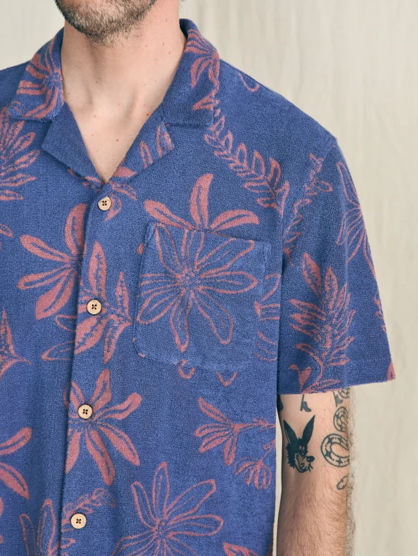 Shirts | Faherty Brand Short-Sleeve Cabana Towel Terry Shirt - Twilight Coral Floral