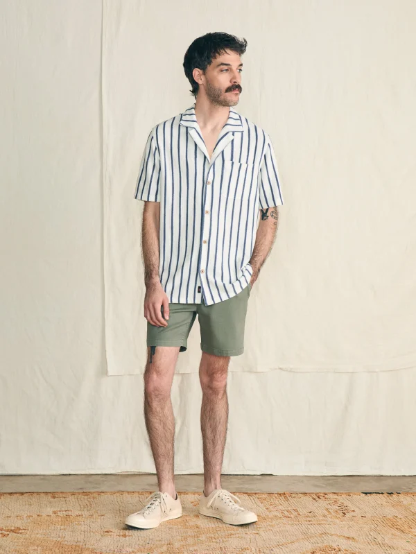 Shirts | Faherty Brand Short-Sleeve Cabana Towel Terry Shirt - Ivory Storm Stripe